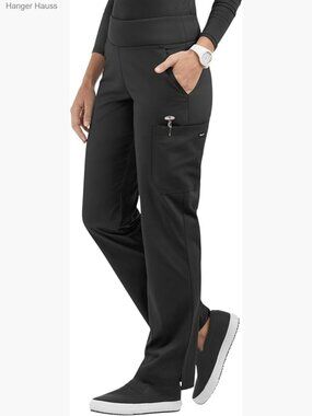 Women's Yoga Style Stretch Chef Pants Elastic Waist 4 Pockets Knit